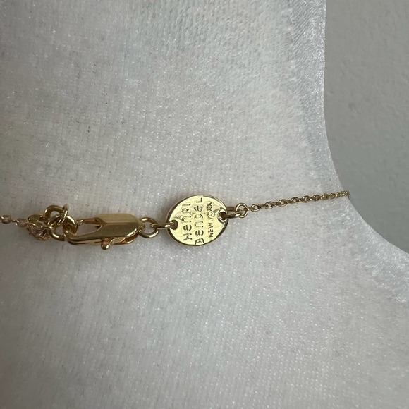 HENRI Bendel Blue Crystal Half Round Pendant Gold Tone Adjustable 9" Necklace - Picture 4 of 4